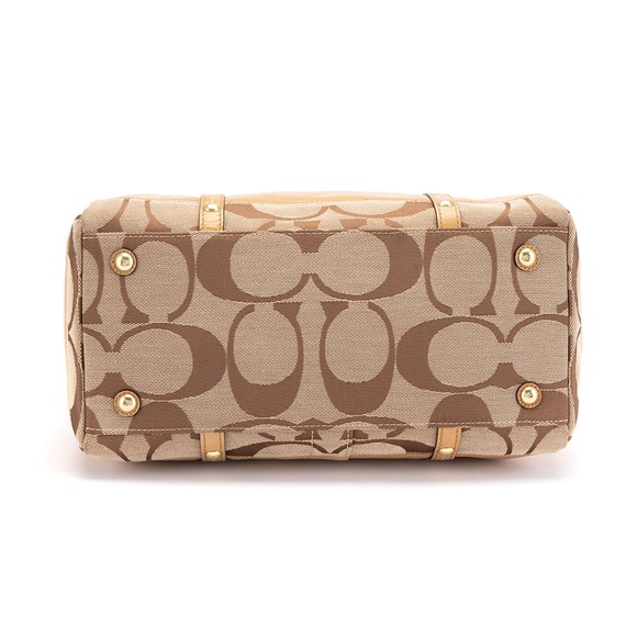 Authentic Coach handbag in brown/tan “C” monogram and gold sparkle accents - Picture 4 of 12